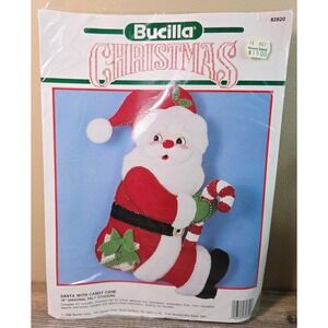 Bucilla Santa with Candy Cane Felt Stocking Kit 18" Vintage 1990 Christmas 82820